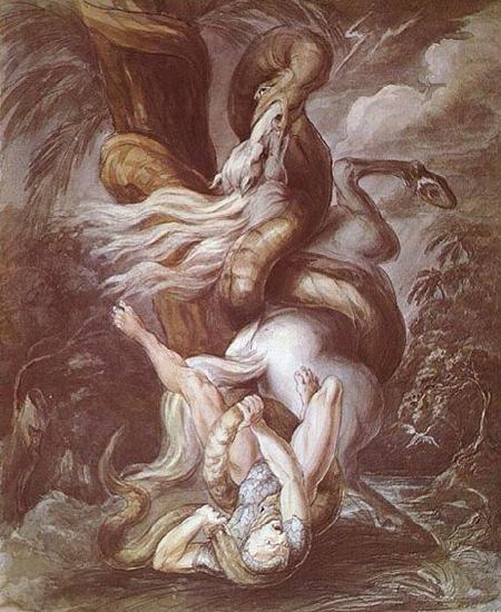 Reiter von Riesenschlange uberfallen, Johann Heinrich Fuseli